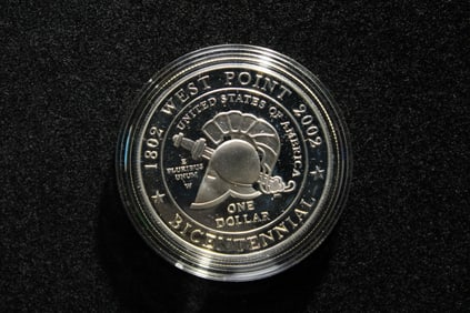 2002-W Proof U.S. Military Academy Bicentennial Commemorative Proof Silver Dollar With OGP & COA.