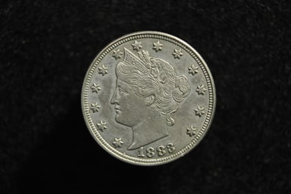 1883 AU-BU Liberty Head V-Nickel.  First Year Of Issue.