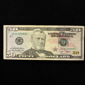 2009 $50 Star Replacement FR Note. Future Birthday Note. JG 01058892* - Chicago