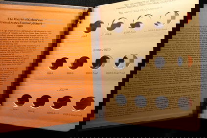 2009 District Of Columbia And Territorial Quarters, Including Proofs Dansco Slide Album.  Positions