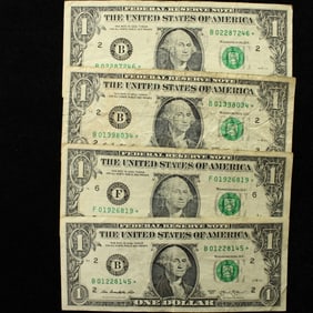 (4) 2013 Green Seal $1 Star Replacement Notes