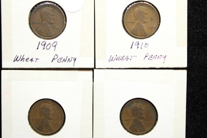 1909, 1910, 1911, 1913 Lincoln Wheat Cents