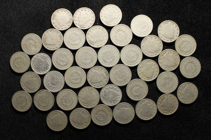 Roll Of 40 Mixed Date Liberty Head V-Nickels.