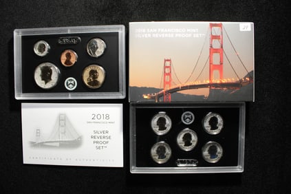 (10 Coins) 2018 S United States Mint Silver Reverse Proof Set  OGP