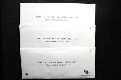 2015 P&D, 2016 P&D, 2017 P&D America the Beautiful Quarter Circulating Coin Set (30 Quarters)
