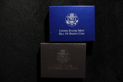 (2 Proof coins) 1989 S Congressional Half Dollar, and 1993 S Bill of Rights Commemorative Half