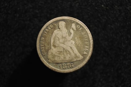 1876-CC Seated Liberty Dime.  Uncommon Carson City Mint.  Vintage Type Coin.