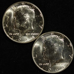 2-1964-D Kennedy Half Dollar. 90% Silver. UNC