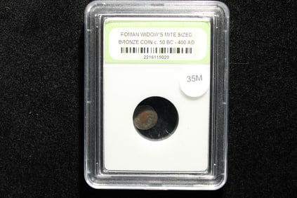 Circa 50 B.C.-400 A.D. Roman Widow's Mite Sized Bronze Coin Certified By INB Grading Co.