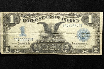 1899 $1 Blue Seal Large Sized "Black Eagle" Silver Certificate. Portraits Of Lincoln & Grant.