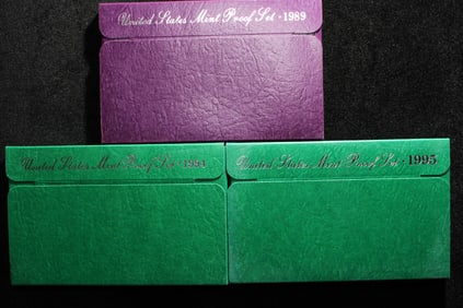 (3 Sets) 1989 S, 1994 S, 1995 S United States Proof Sets OGP
