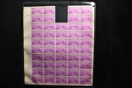 1937 Constitution Sesquicentennial 3-Cent Sheet Of 50 U.S. Stamps. Scotts #798. Plate Block # 21706.