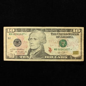 2013 $10 FR Star Replacement Note, MB 02261637*. NY