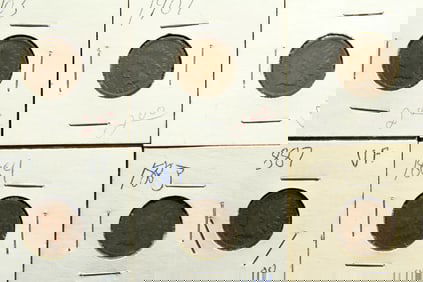 (6 coins) 1883, 1884, 1887, 1903, 1904, 1907 Indian Head Pennies