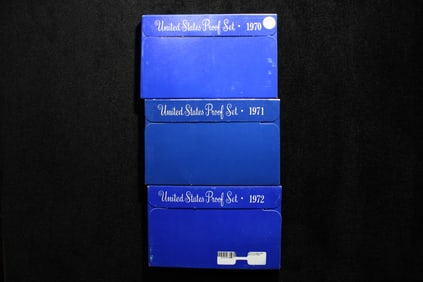 1970 1971 1972 United States Proof Sets With Original Gov't Packaging.  Includes The 1970-S Proof