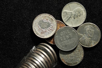 Roll of 1943 Lincoln Steel Cents. WWII Era