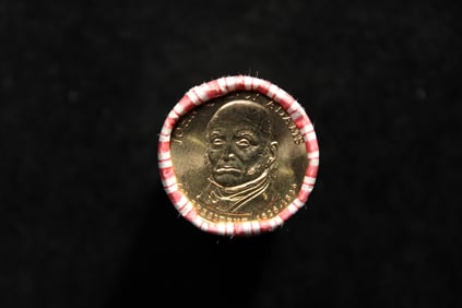 $25 Roll of John Quincy Adams Presidential Dollars. Original Mint Wrapped Roll .UNC