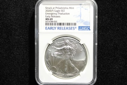 2020 (P) emergency production early releases American Silver Eagle  MS 69 by NGC