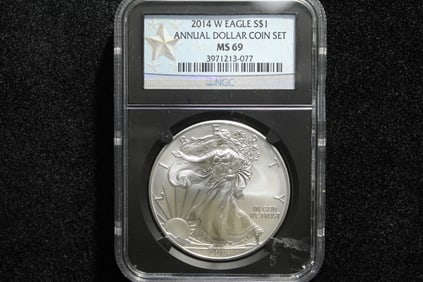 2014 W Eagle Annual Dollar Coin set MS 69 by NGC Black Core