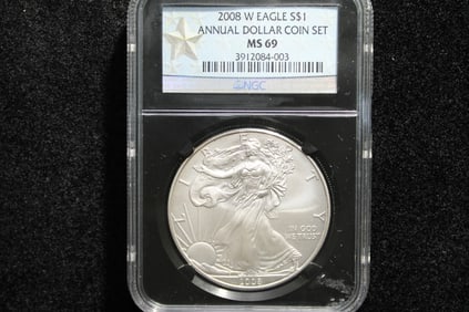 2008 W Eagle Annual Dollar Coin Set MS 69 by NGC Black Core