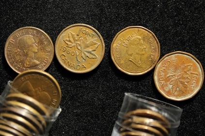 2 Partial Rolls of Canada Cents; 1967 and 1992