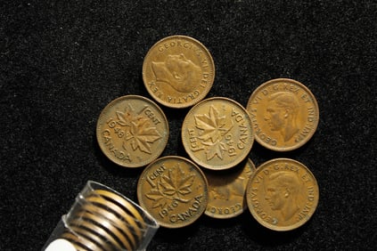 Roll of 43 Canada Cents 1946,1947,1948, 1949