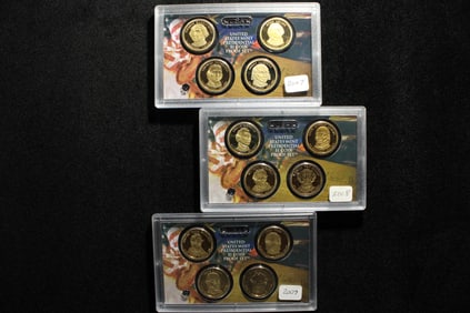 ( 12 coins) 2007, 2008, 2009, Unites States Mint Presidential Dollars Proof in Government Plastic