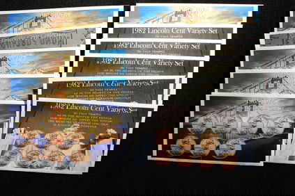 (77 coins) 6 envelopes  1968-l974 San Francisco Lincoln Cents / 5 envelopes 1982 Lincoln Cent
