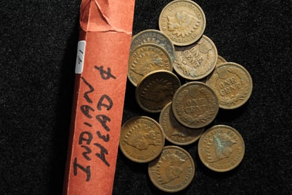 (Roll of 50)  Indian Head Pennies