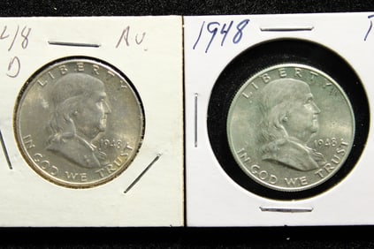 ( 2 coins) 1948 P and D Franklin Half Dollars