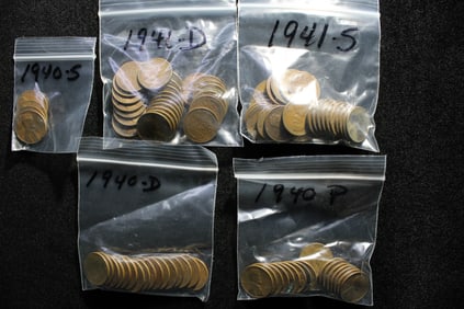 (40) 1940 PDS, (54) 1941 D,S Lincoln Wheat Cents
