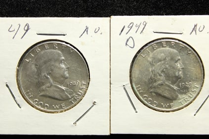 (2 coins) 1949 P and D Franklin Half Dollars