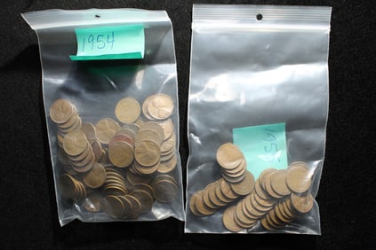 (111) 1954/1955 Lincoln Wheat Cents, Various MM