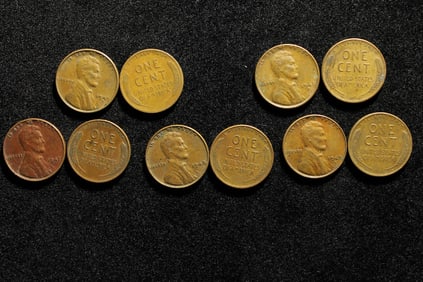 (37) 1947 P,D (24) 1948 P,D (33) 1949S Lincoln Wheat Cents