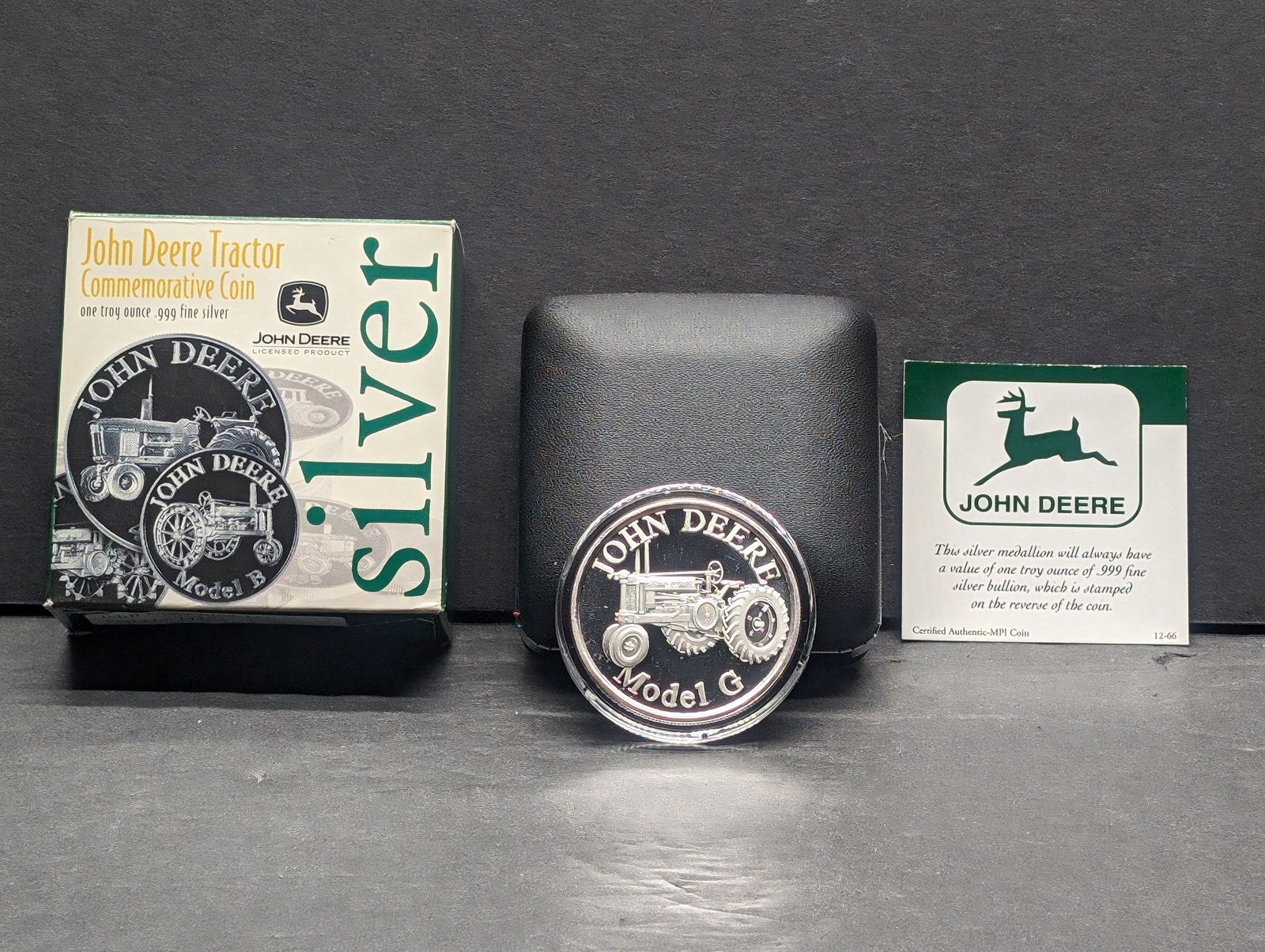 1 Troy Oz. .999 FINE SILVER John Deere Model G Designed Coin in Original Box (1 of 4)