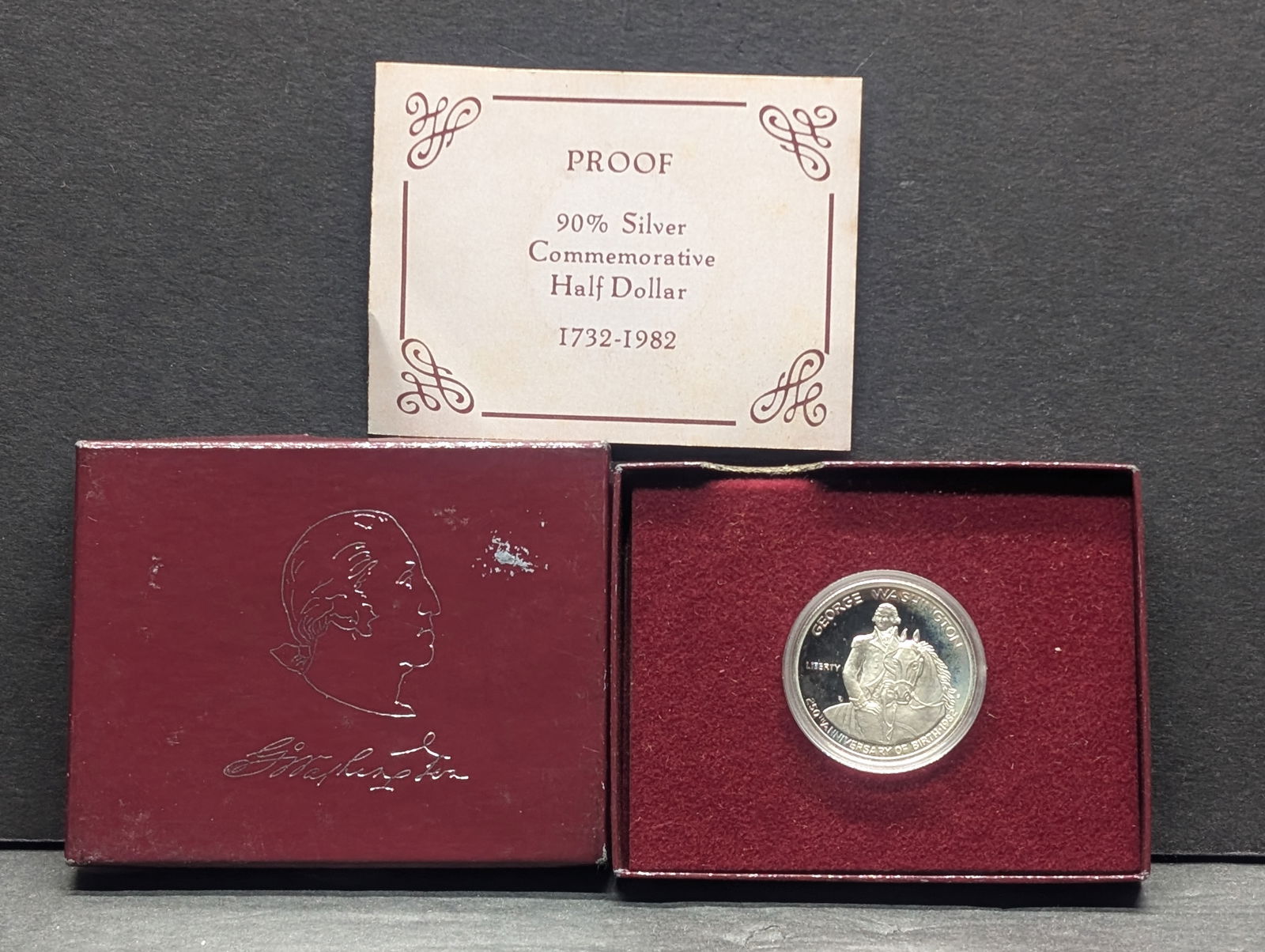 1982-S PROOF George Washington 250th Anniv. Of Birth Silver Half Dollar in OGP w/ COA (1 of 4)