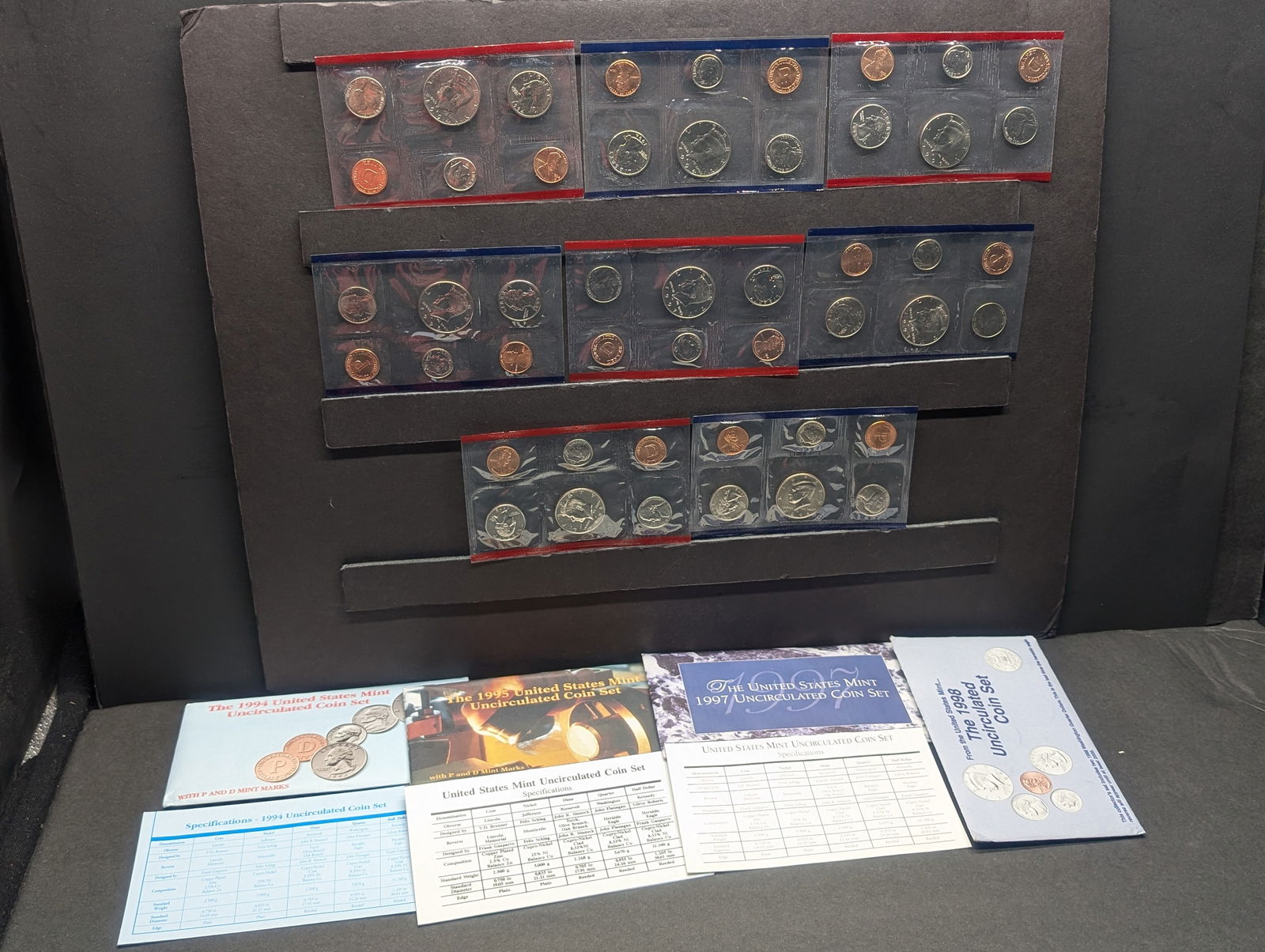 1994 P/D, 1995 P/D, 1997 P/D & 1998 P/D U.S. Mint Sets in OGP (1 of 10)