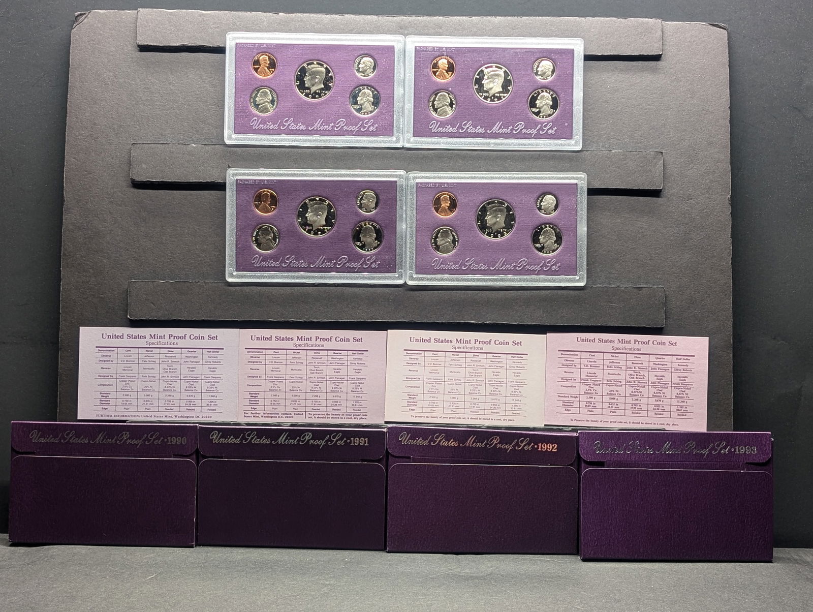 1990-S, 1991-S, 1992-S, 1993-S U.S. Mint Proof Sets in OGP (1 of 8)