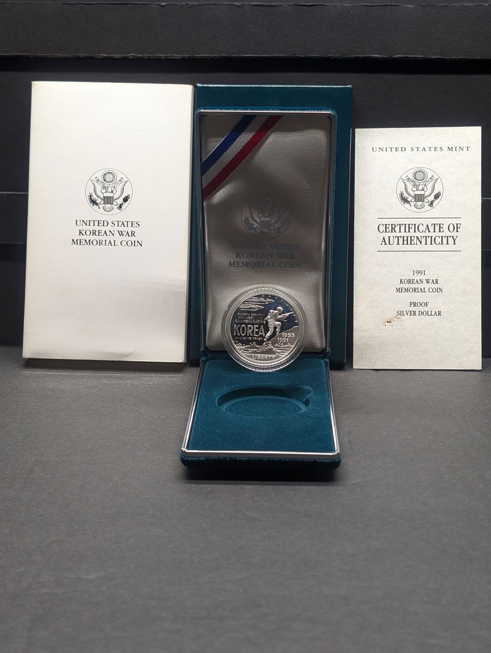 1991-P PROOF Korean War Memorial Commem Silver Dollar in OGP w/ COA (1 of 4)