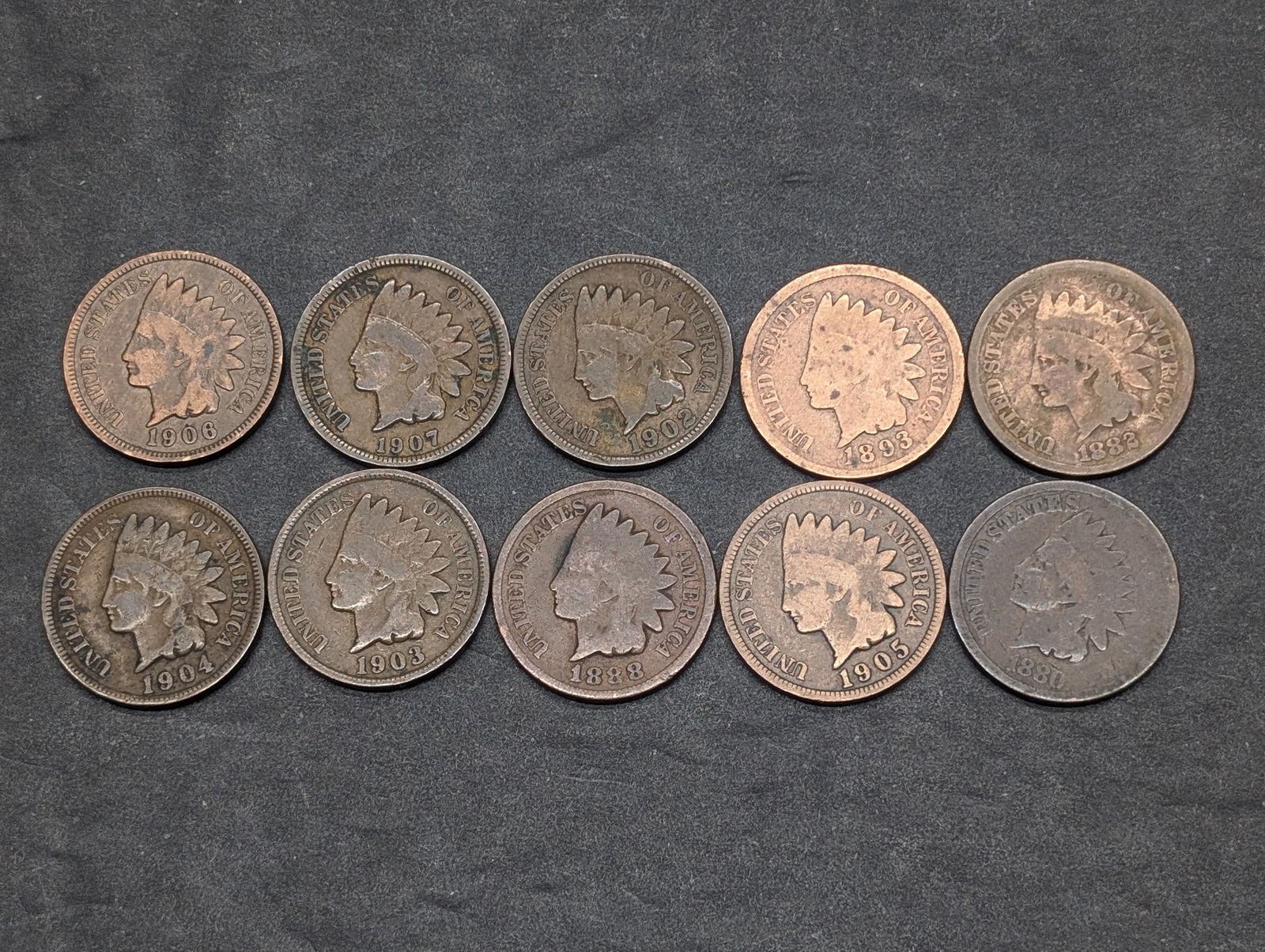 (10) Assorted Indian Head Cents (1 of 5)