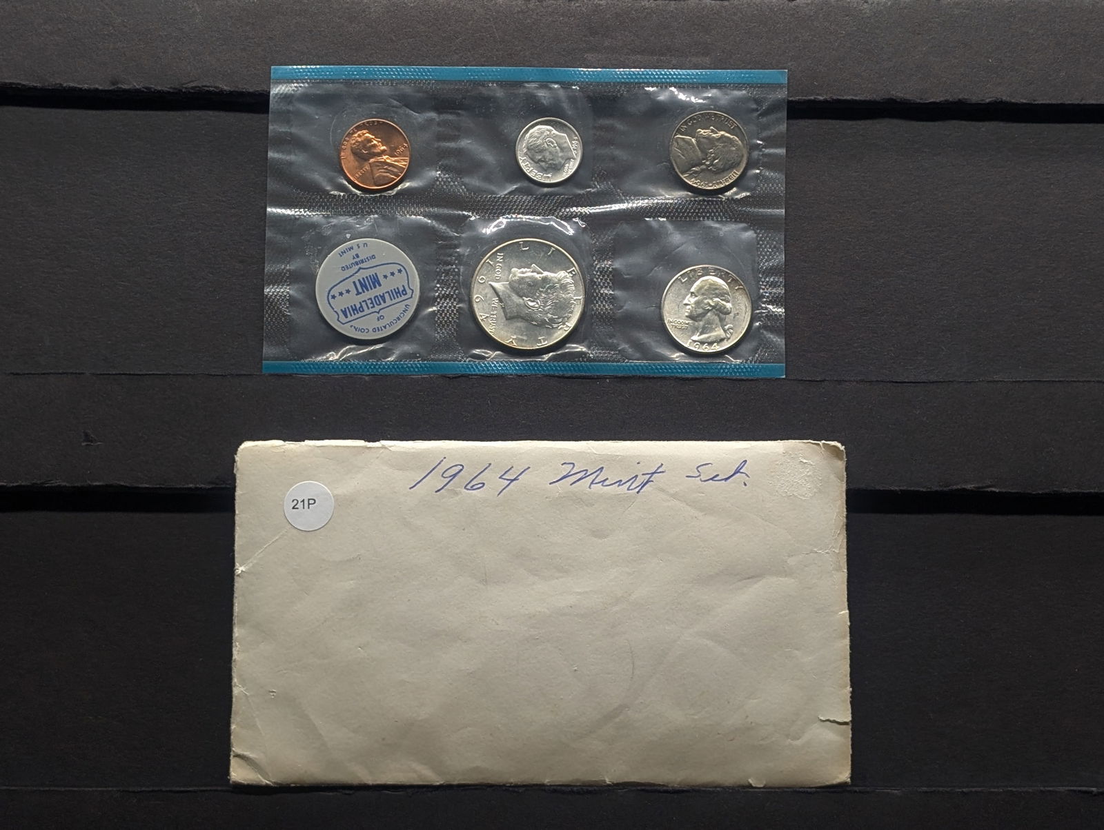 1964-P Unc US Mint Set with (3) 90% Silver Coins (1 of 3)