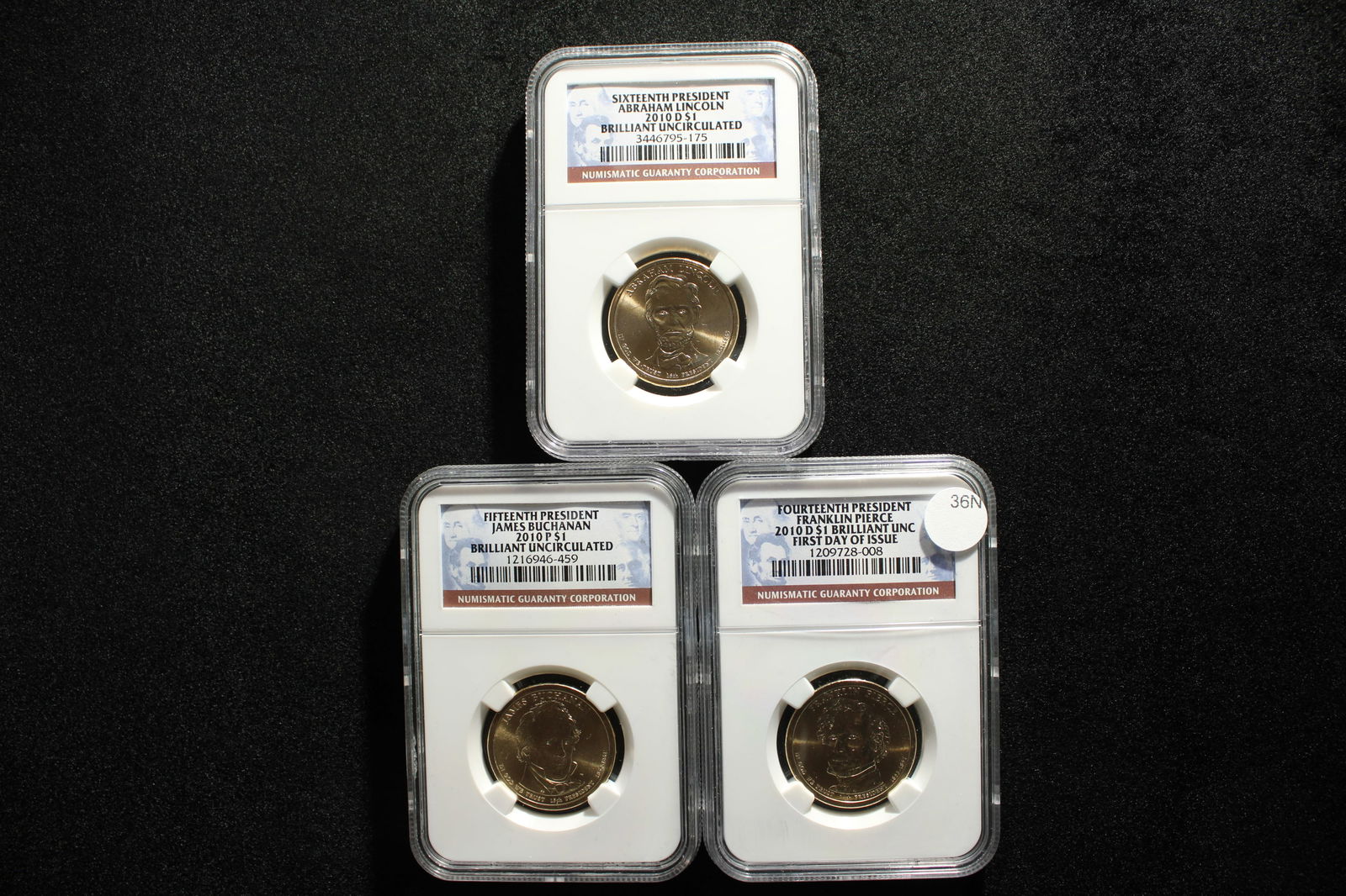 Three Brilliant Uncirculated 2010 Presidential Dollars Graded By NGC Grading Co.  14th 15th 16th (1 of 7)