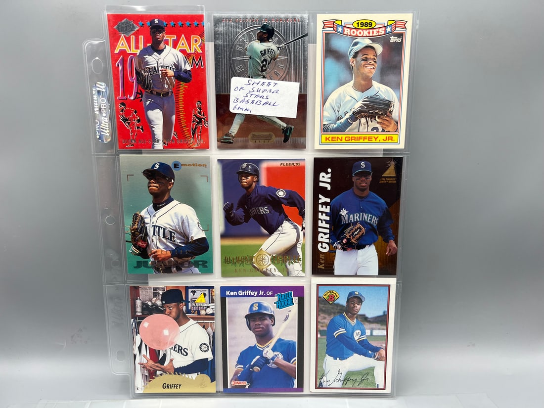 Lot of (9) Assorted Ken Griffey Jr. Baseball Cards W/ 2 Rookies (1 of 2)