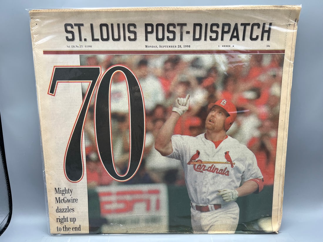 Monday September 28, 1998 St. Louis Post-Dispatch Mark McGwire 70th Home Run Special Newspaper (1 of 2)