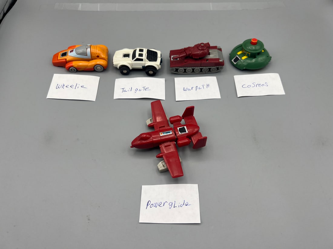 Lot of (5) Vintage Transformers G1 Mini Vehicles Figures - Wheelie, Tailgate, Warpath, Cosmos, & (1 of 8)