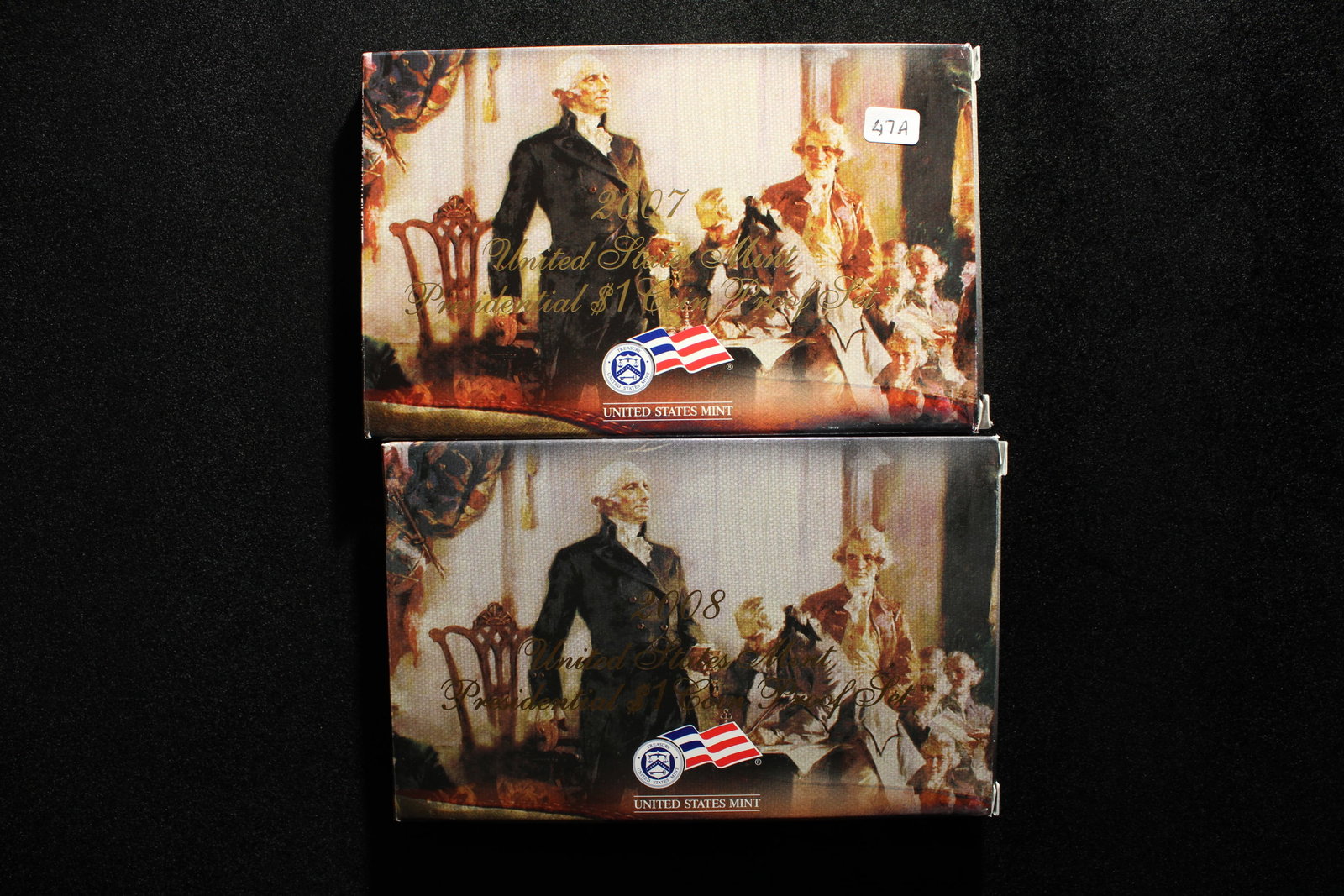2007 S and 2008 S Presidential $1 Proof Sets. GEM in original government boxes.: 2007 S and 2008 S Presidential $1 Proof Sets. GEM in original government boxes.