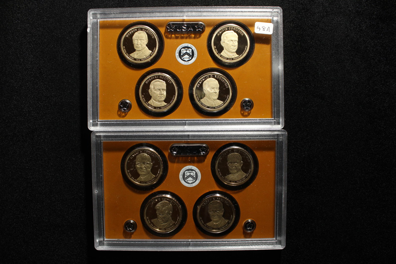 2014-S and 2015 S Presidential $1 Proof Sets. No boxes.: 2014-S and 2015 S Presidential $1 Proof Sets. No boxes.
