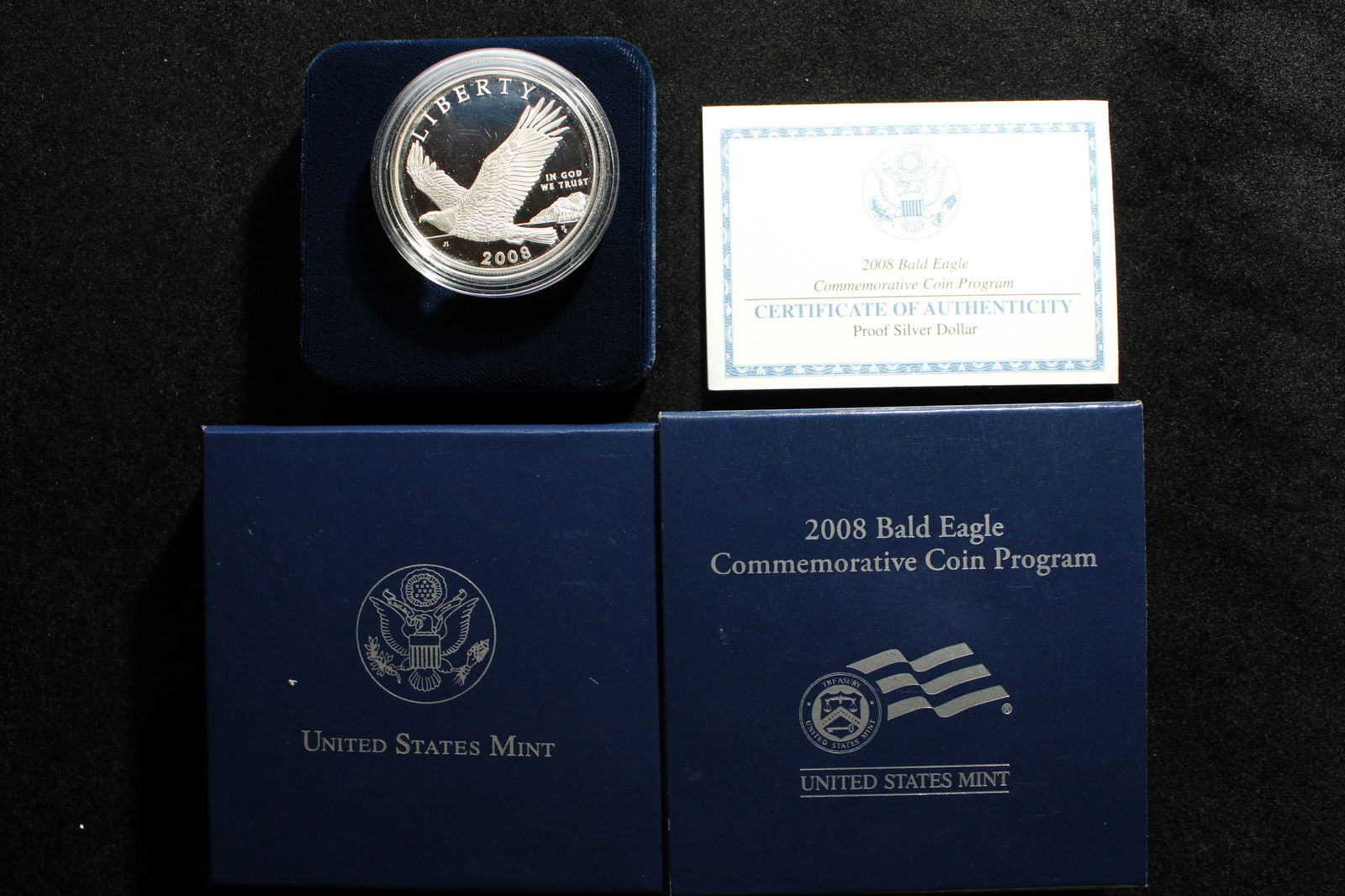 2008-P PROOF Bald Eagle Commem Silver Dollar in OGP w/ COA (1 of 2)
