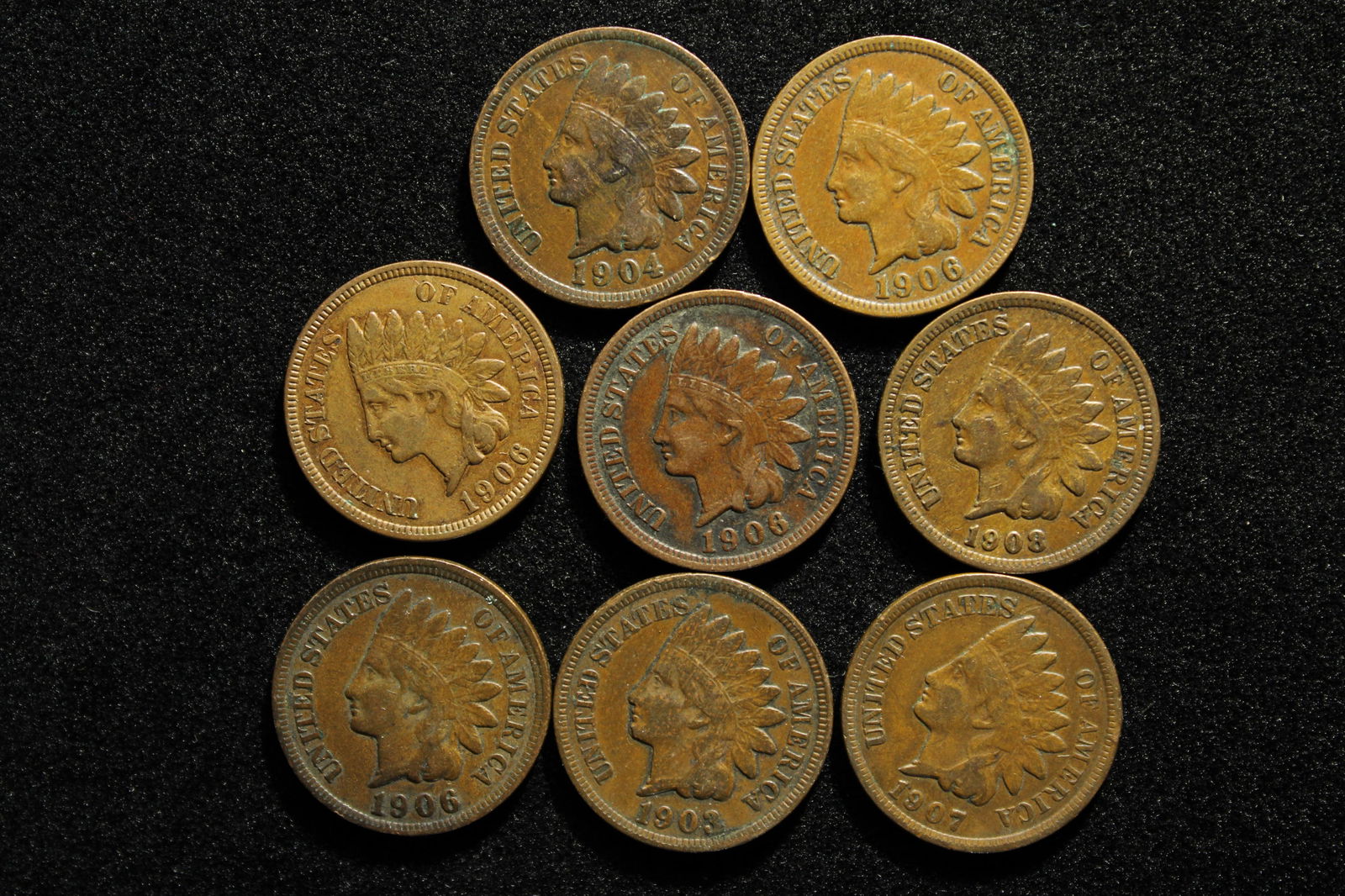 Lot of 8 Various Dated High Grade Indian Head Cents (1 of 2)