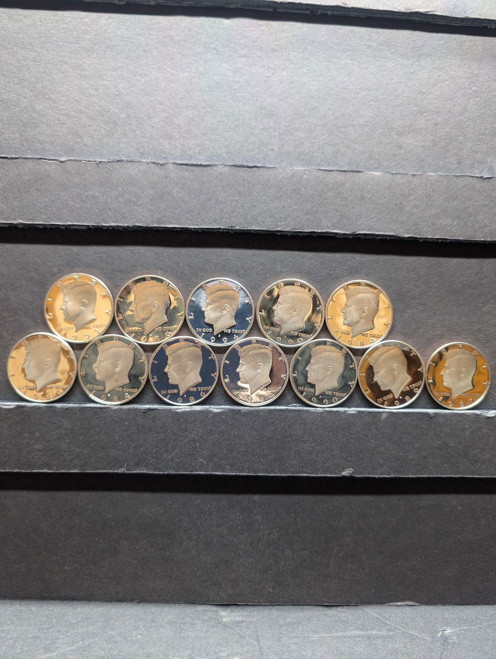 Lot of 12 Various Dated Proof Kennedy Half Dollars in UNC Condition (1 of 5)